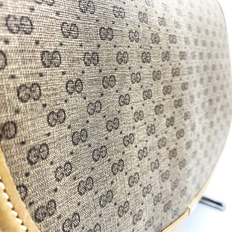 Gucci Old Gucci 001 4798 Shoulder Bag Vintage Brown Pvc/gg Supreme Canvas Micro