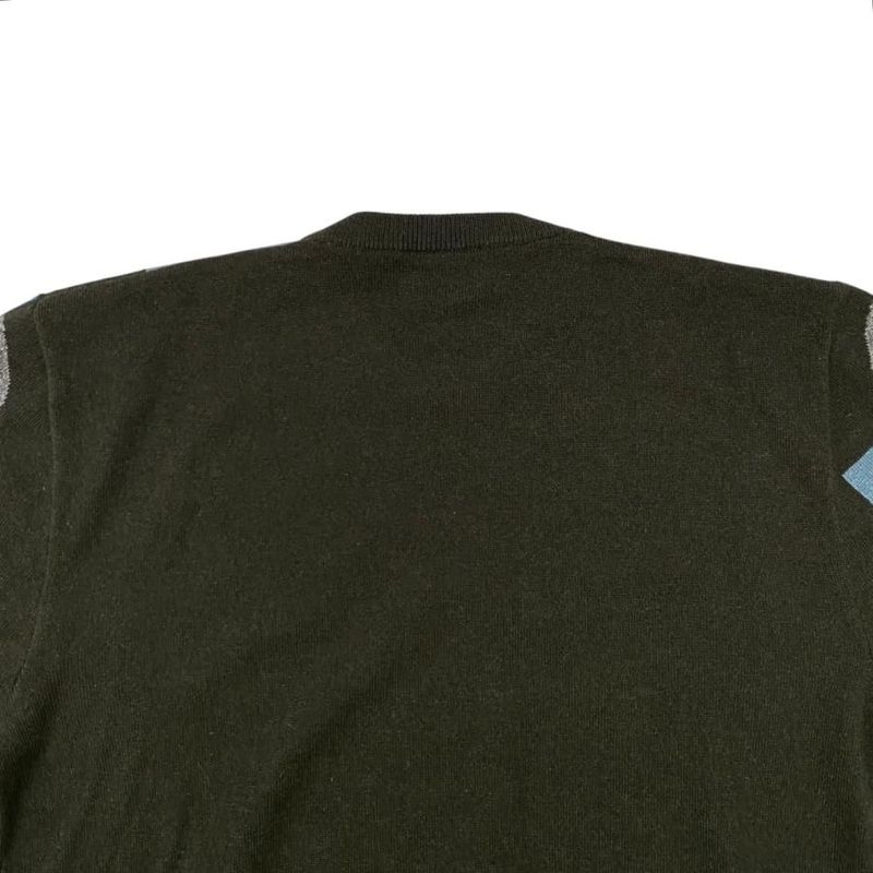 Hermes Short Sleeve Sweater Intarsia Mayon Puzzle Knit Size S Cashmere Gray