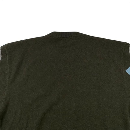 Hermes Short Sleeve Sweater Intarsia Mayon Puzzle Knit Size S Cashmere Gray