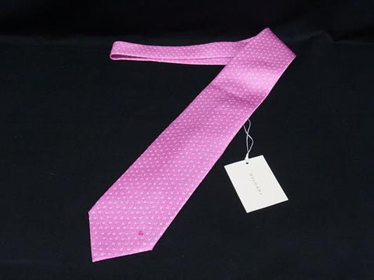 Bvlgari 100% Silk All-over Pattern Tie Business Men's Pink Bp4045
