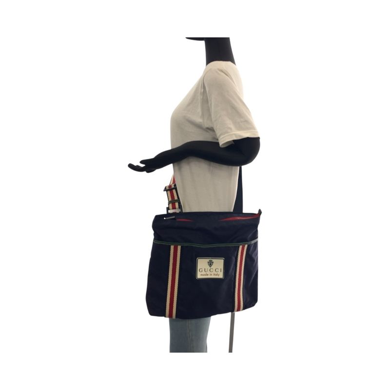 Gucci Crest Navy Red Black Hardware Nylon 189662 Shoulder Bag Sakosh Men 504615