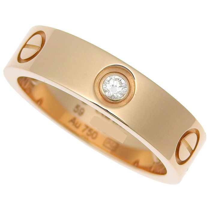 Cartier Love Ring 3P Diamond Classic Model 18K Pink Gold 750 Pink Gold Diamond
