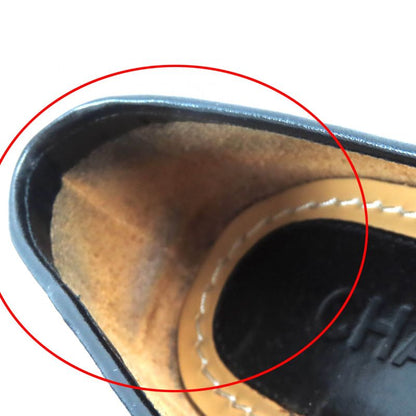 CHANEL 2023 23A G45008 Coco Mark Shiny Calfskin Leather Loafers Black 36