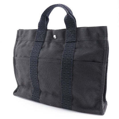 Hermes Yale Line Tote MM Nylon Canvas Gray Unisex Handbag