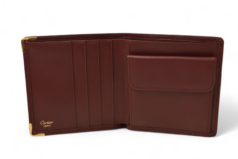 Cartier Unused Fold Wallet Vintage Cartier Men's Must De Cartier Bordeaux