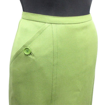 Good Christian DIOR Flared Tuck Pleated Skirt Bottoms Vintage S Green Women Used