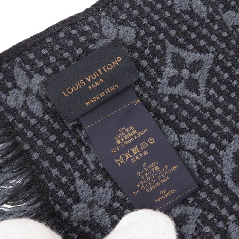 Louis Vuitton Scarf Monogram Classic M78525 Wool Blue Marline Scarf LV 1434