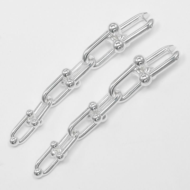 Tiffany & Co Hardware Graduated Links 925 Silver Ladies 22.5g Earrings