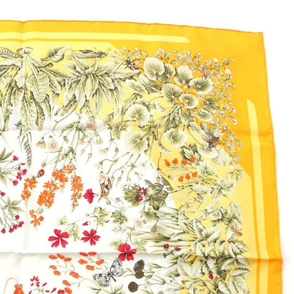 Hermes Carré 90 LA Prairie Meadow Silk Scarf Yellow