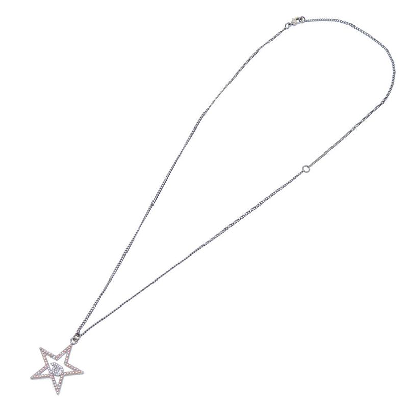 Chanel Coco Mark Star Stone Silver B17 Necklace Accessories 0242 Chanel