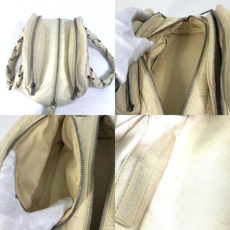 Chanel Handbag CC Coco Mark Leather Beige