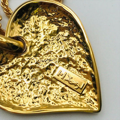Saint Laurent Yves YSL Heart Motif Chain Necklace Gold