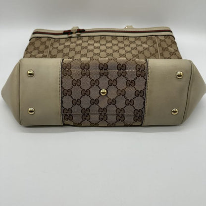 Gucci 257062 Tote Bag Beige GG Canvas Sherry Line Ladies Men Fashion Vintage
