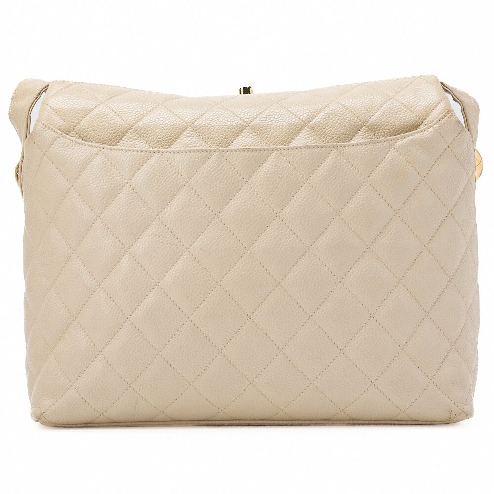 Chanel Matelasse Upper Coco Mark Shoulder Bag Caviar Skin Veige With Gold