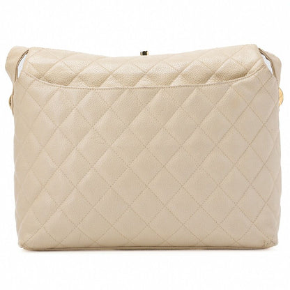 Chanel Matelasse Upper Coco Mark Shoulder Bag Caviar Skin Veige With Gold