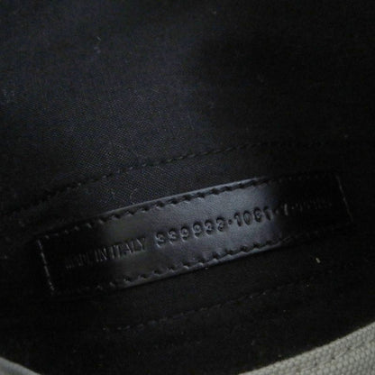 Balenciaga 339933 Small Cabas Su Cotton Canvas And Black Calfskin Handbag With