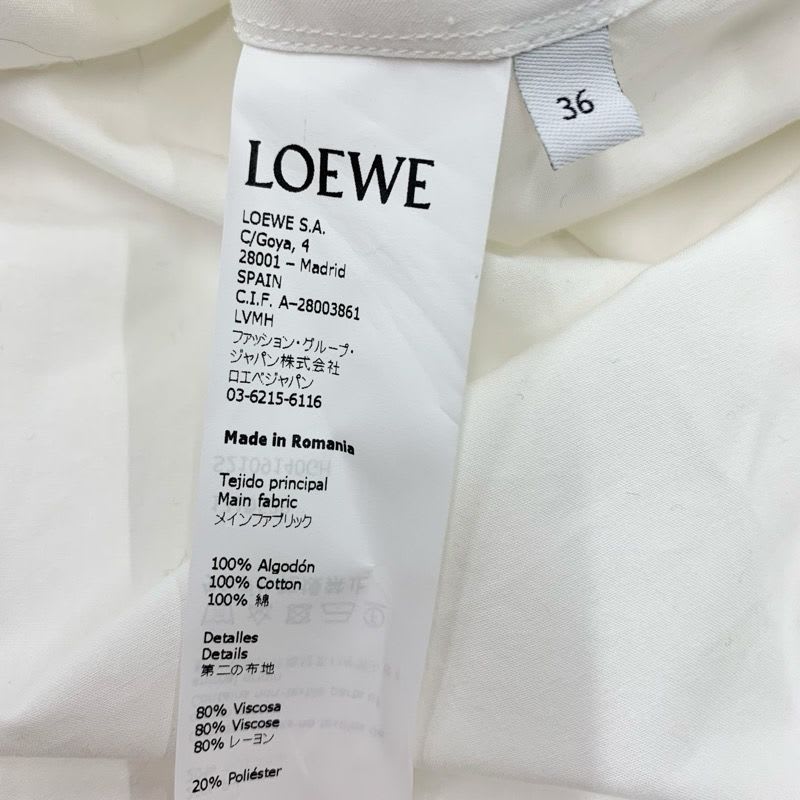 Loewe Dress Cotton White Shirt Sleeveless