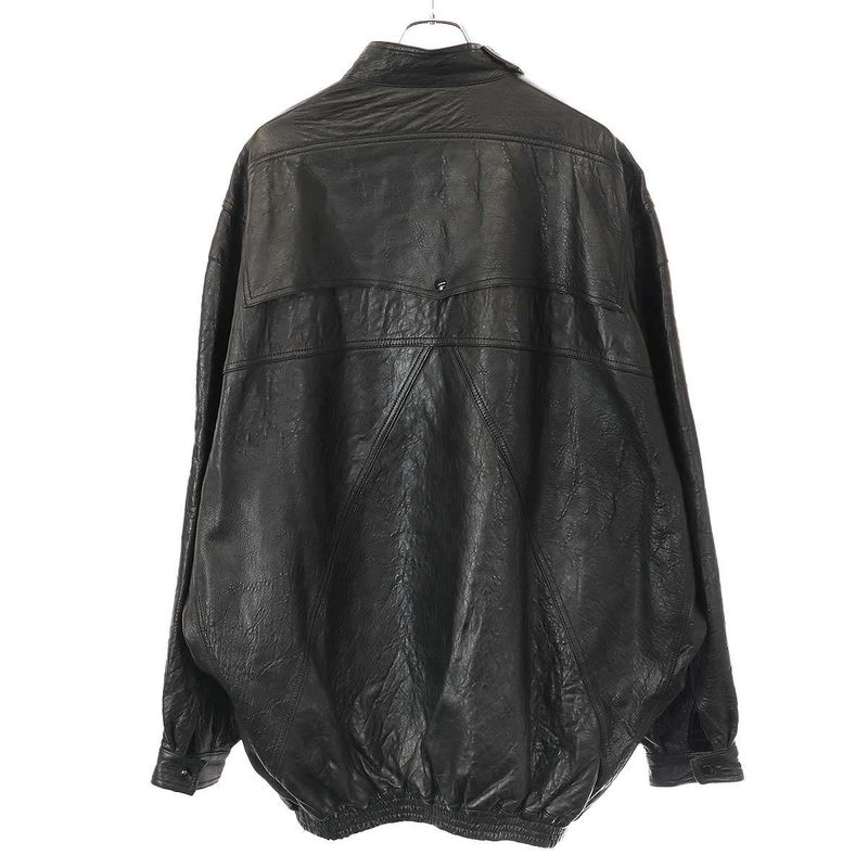 Gucci 19aw Oversize D Leather Jacket 582557 Xn681 Black 48