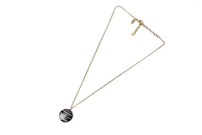 Chanel Necklace Pendant Coco Mark CC Rhinestone Gold Black