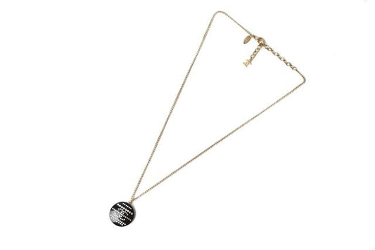 Chanel Necklace Pendant Coco Mark CC Rhinestone Gold Black