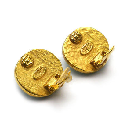 Chanel Earring Coco Mark Greenish Green And Gold 98P