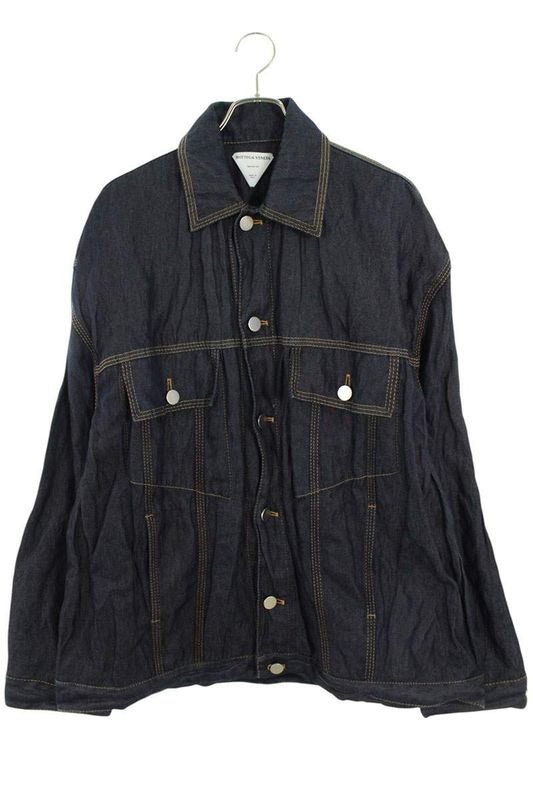 Bottega Veneta 705597 V1va0 Oversized Wrinkled Denim Jacket Men's 48
