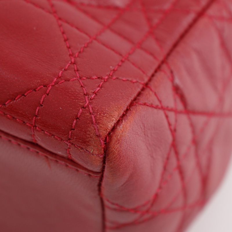 Christian Dior Lady Dior Cannage Calf Red Ladies Handbag