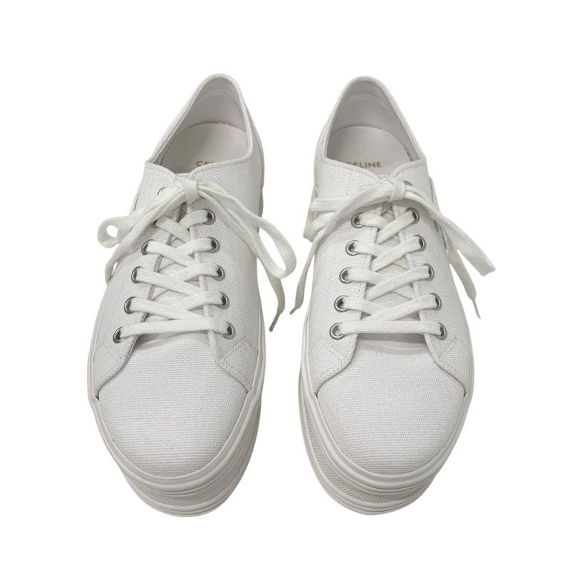 Celine Jane Sneakers Shoes Canvas Leather White Triomphe