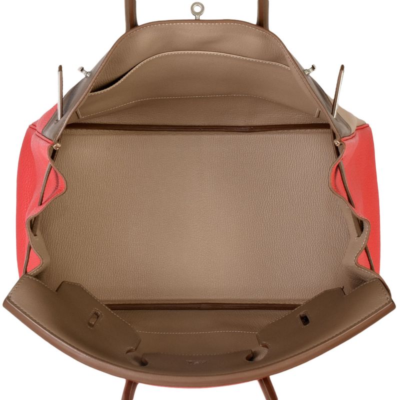 Hermes Birkin 35 Cazac Handbag Taurillon Cles Mans Vorsift □P Engraved Etoupe