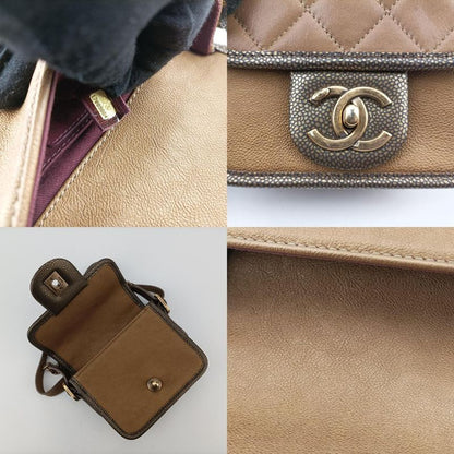 Chanel Back Toss School Mini Flap Gold Leather A67252 17089864