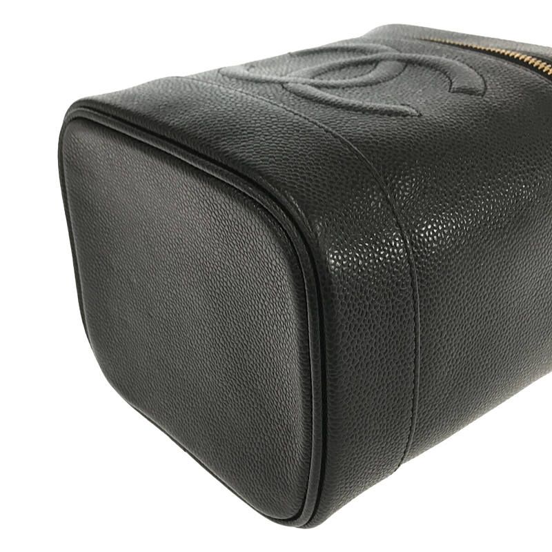 Chanel - 93659 Coco Mark Caviar Skin Vanity Bag - Black - Women