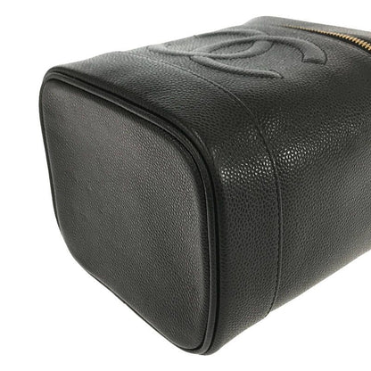 Chanel - 93659 Coco Mark Caviar Skin Vanity Bag - Black - Women