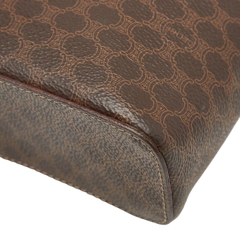 Celine Macadam Vanity Bag Cosmetic Pouch Brown PVC Leather Women Celine