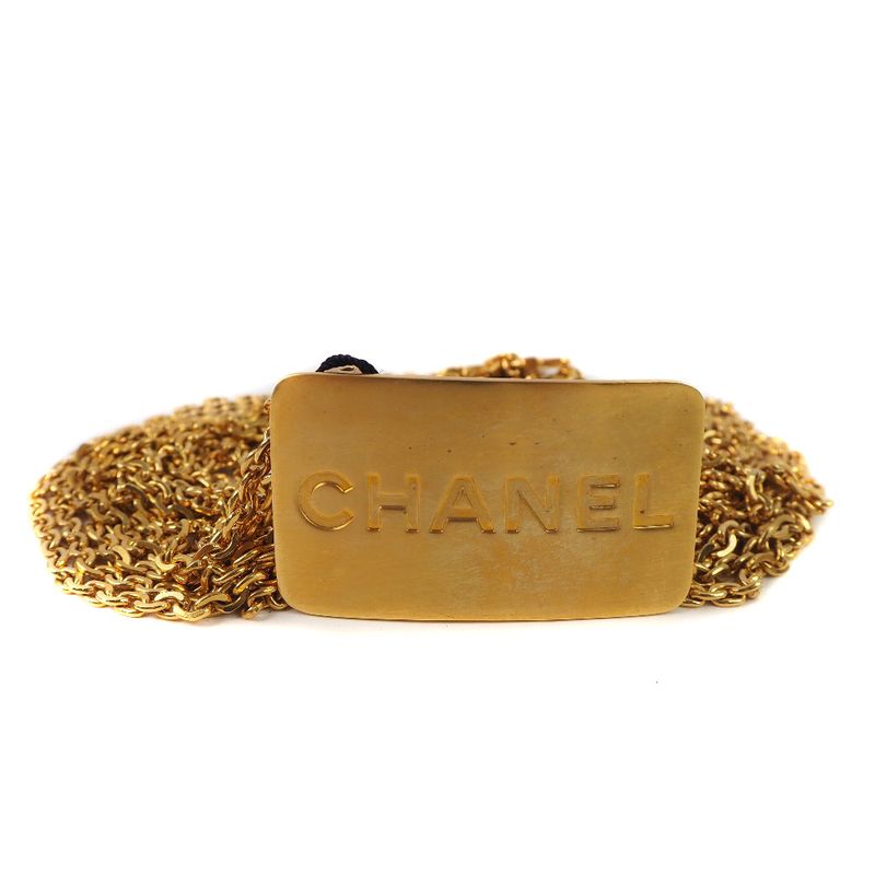 Chanel Chain Logo Plate A07689 Gold Plated Gold 96A Ladies Belt