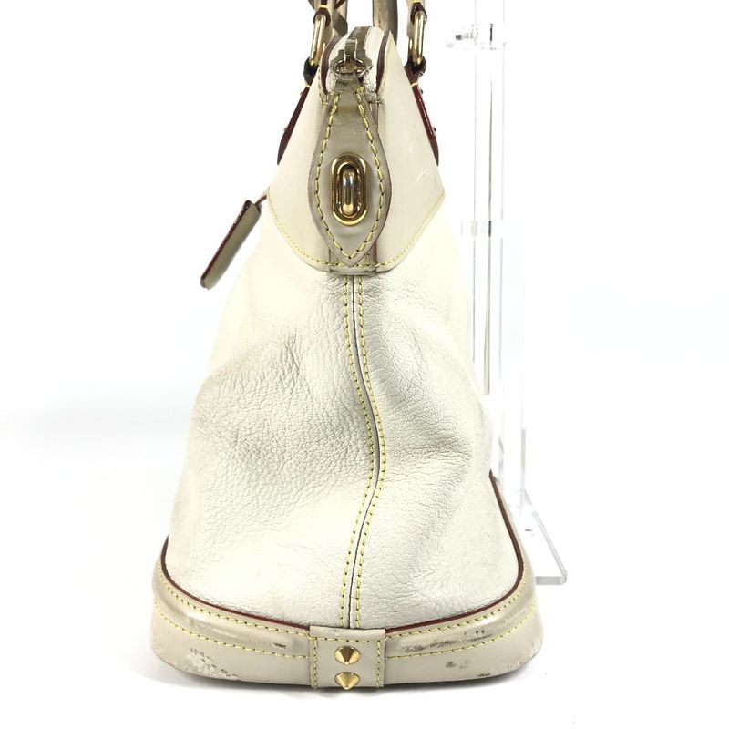 Louis Vuitton Handbag Lockit MM Lockit MM M91874 Suhari Leather Bronze White