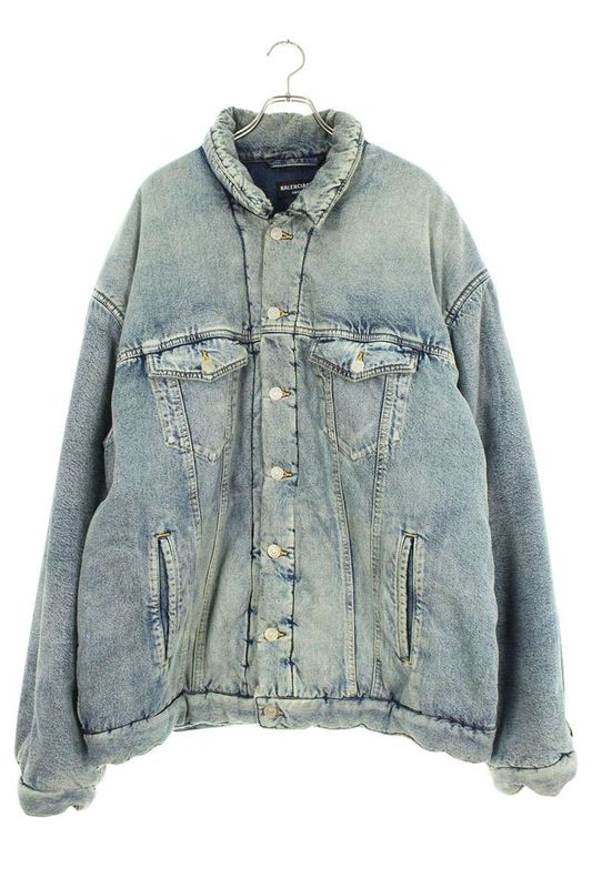 Balenciaga 22AW 681689 Tjw92 Oversized Padded Denim Jacket Men's 44