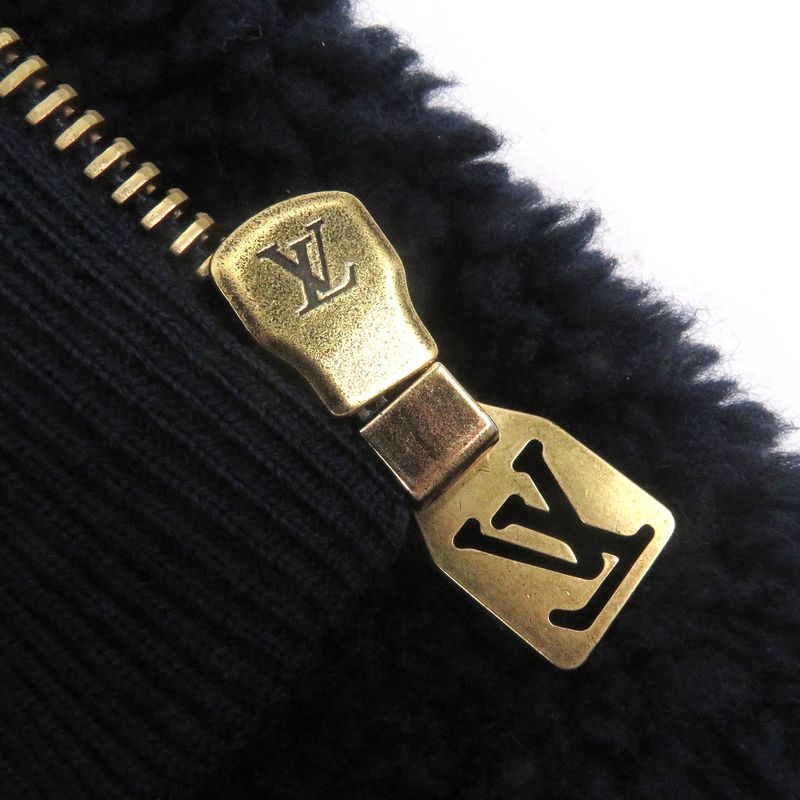 Louis Vuitton 1aglxq 25SS Monogram Leather Patch Fleece Jacket Blouson Navy L