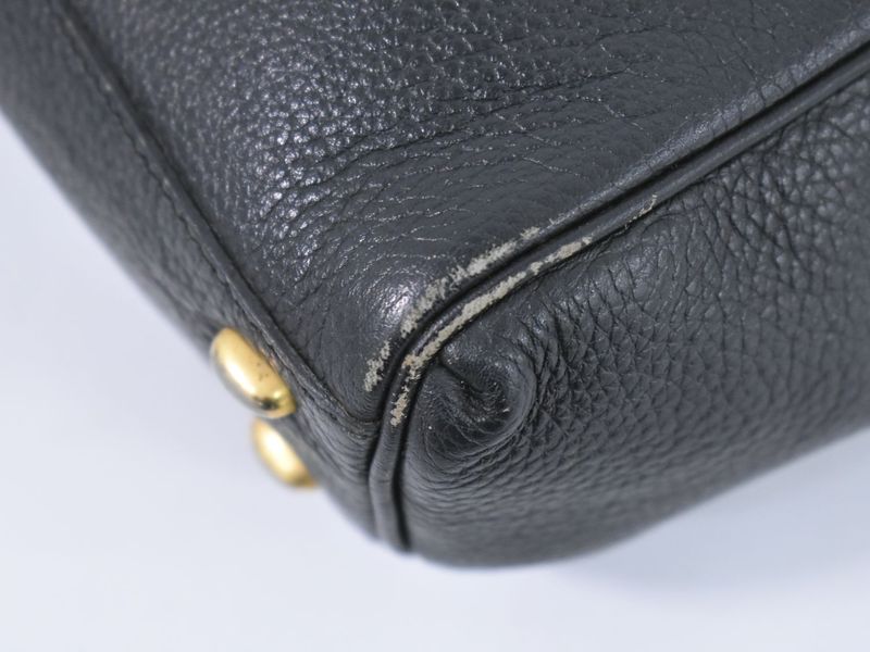 Authentic Celine Leather Handbag Black Bag Pre-owned [follow-up Discount