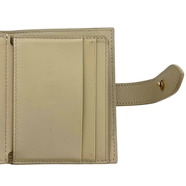 Celine Bifold Wallet Small Strap Wallet Cream Beige