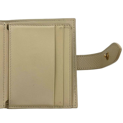 Celine Bifold Wallet Small Strap Wallet Cream Beige