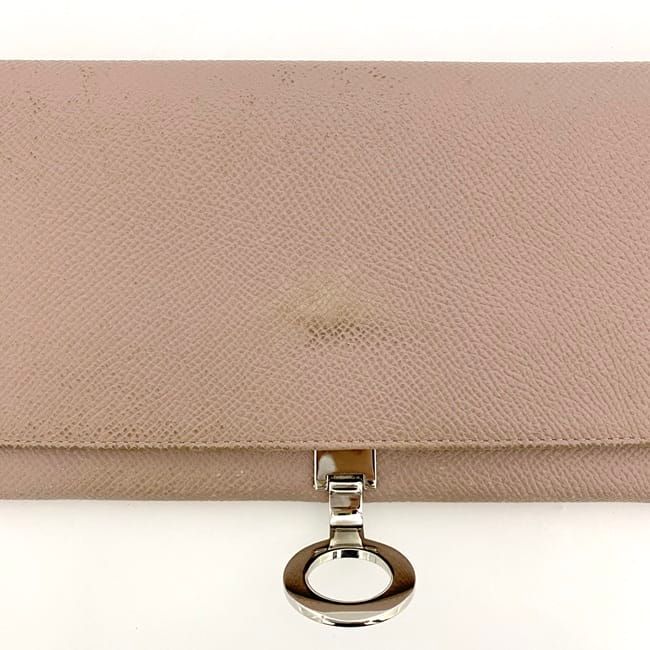 Bulgari Bifold Long Wallet Pink Beige Bvlgari Clip Leather