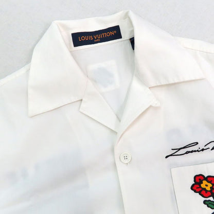 Louis Vuitton Short Sleeve Cotton Shirt 1afjdl S White Flower Pont