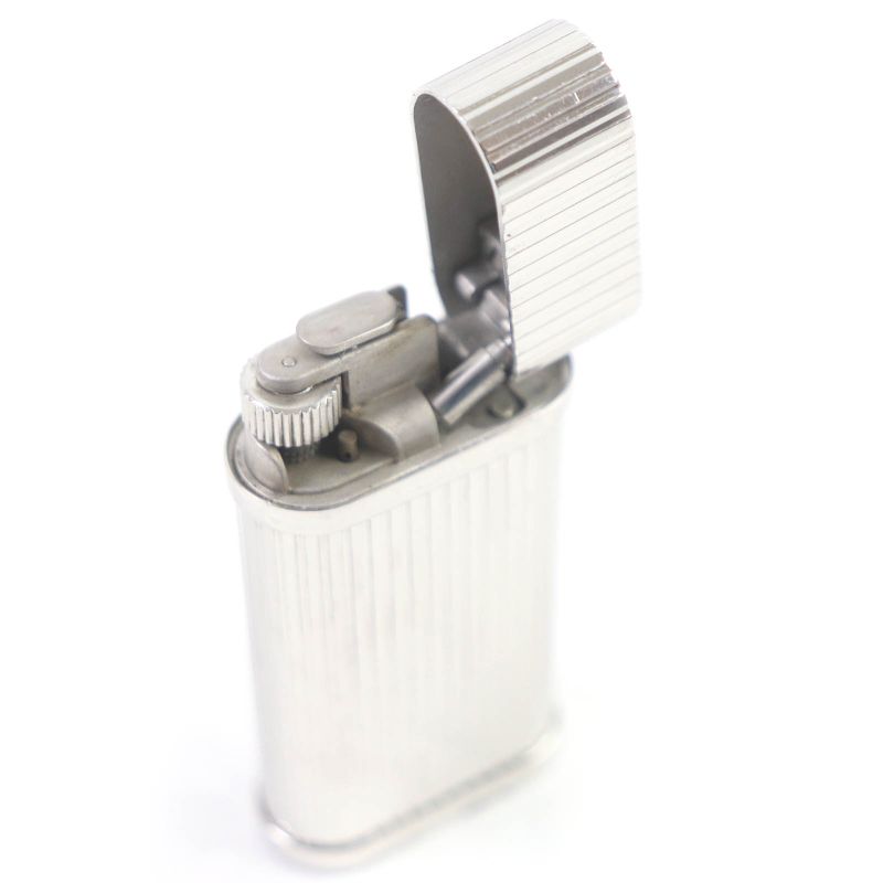 Cartier Godron Stripe Pattern Oval Roller Smoking Tool Silver