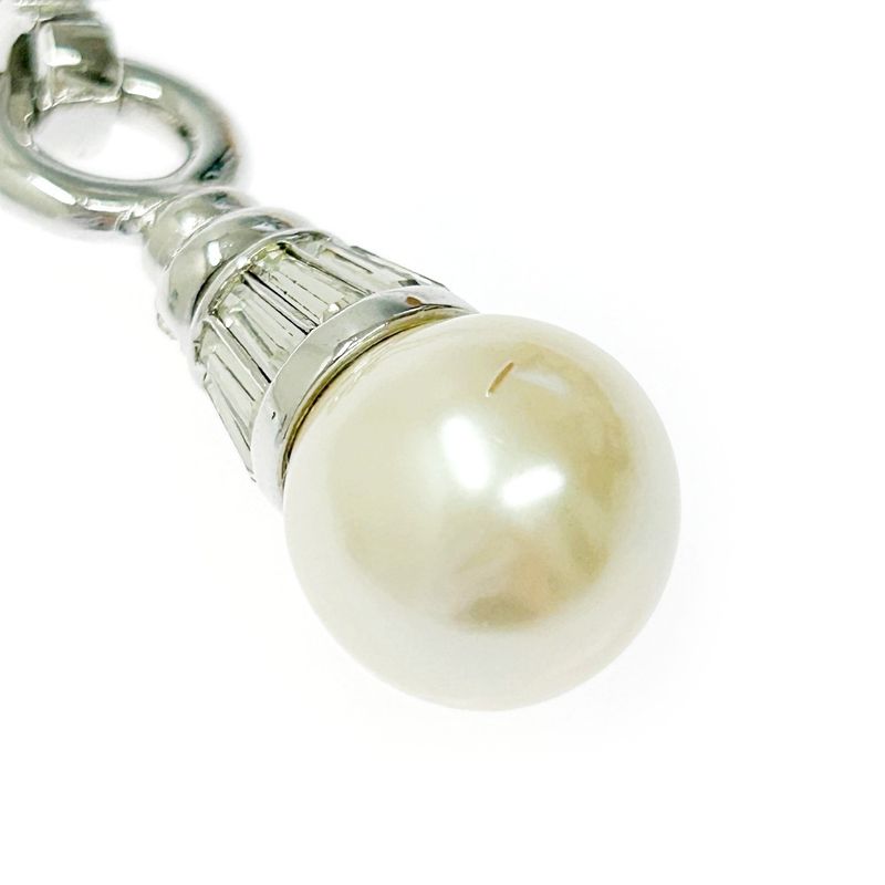 Christian Dior Metal Rhinestone Pearl Necklace Women Silver 322750 Necklace