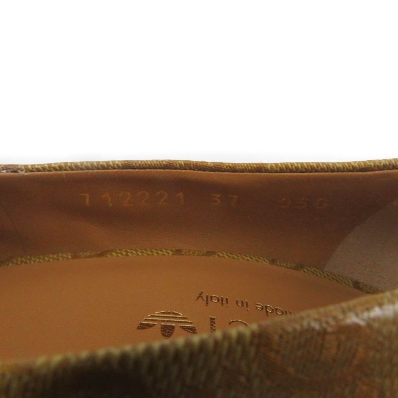 Gucci Adidas 702221 GG Crystal Logo Design Pointed Toe Leather Pumps Brown 37