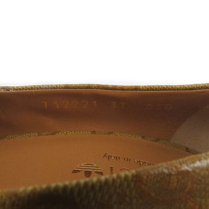 Gucci Adidas 702221 GG Crystal Logo Design Pointed Toe Leather Pumps Brown 37