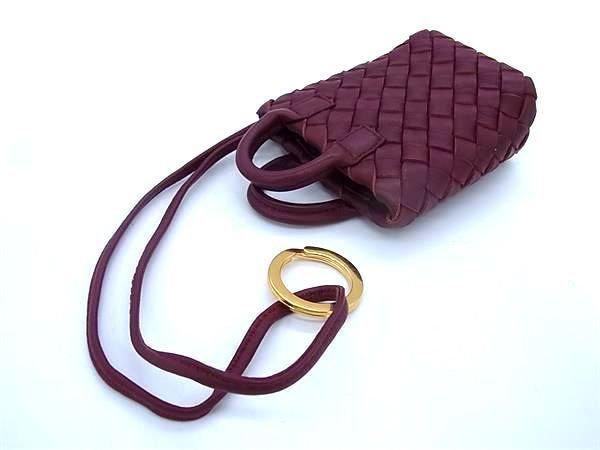 Bottega Veneta Intrecciato Leather Key Holder Bag Charm Bordeaux Fa4089