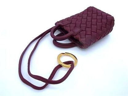 Bottega Veneta Intrecciato Leather Key Holder Bag Charm Bordeaux Fa4089