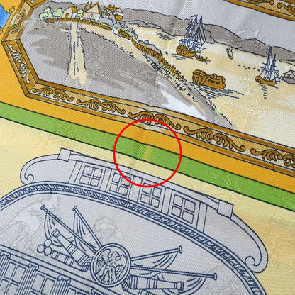 Hermes Scarf Women's Brand Carré 90 LE Geographe Geographer Silk Yellow Large