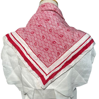 Christian Dior Old Square Line Trotter Silk Scarf Red and White